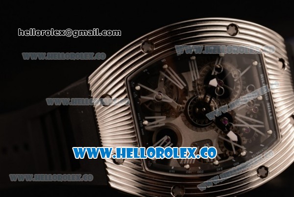 Richard Mille RM 018 Tourbillon Hommage a Boucheron Miyota 9015 Automatic Steel Case with Black Rubber Strap and Skeleton Dial - Click Image to Close